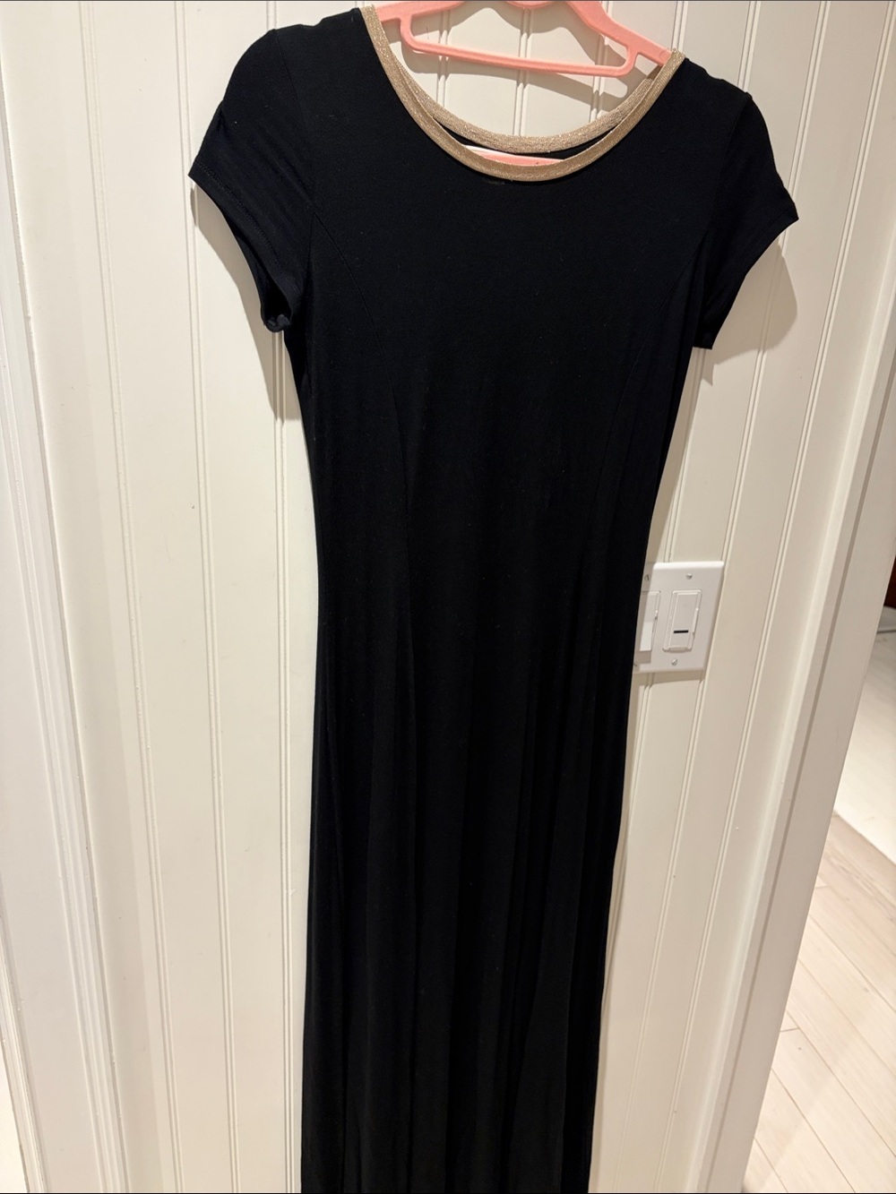 Michael Kors Black Maxi Dress with Metallic Trim